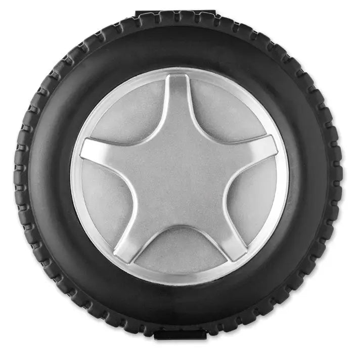 Set de scule din 25 de piese cu roata neagra din cauciuc si capace argintii stelate din metal
