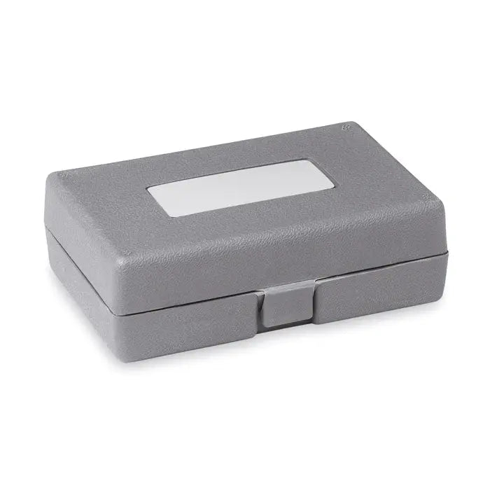 Cutie gri texturata din plastic cu fereastra transparenta si incuietoare pentru set de scule pliabile 25 piese