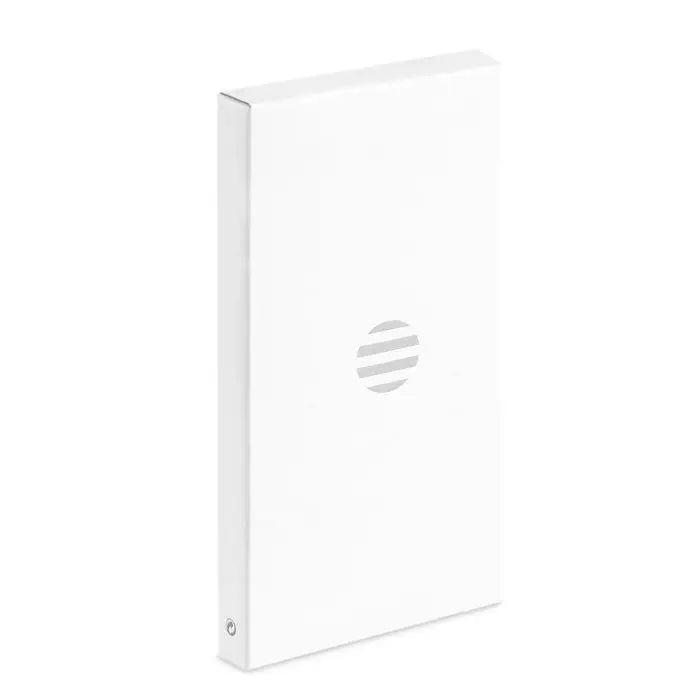 Încărcător wireless hp alb dreptunghiular cu logo circular cu dungi pentru set de tabla bamboo cheese