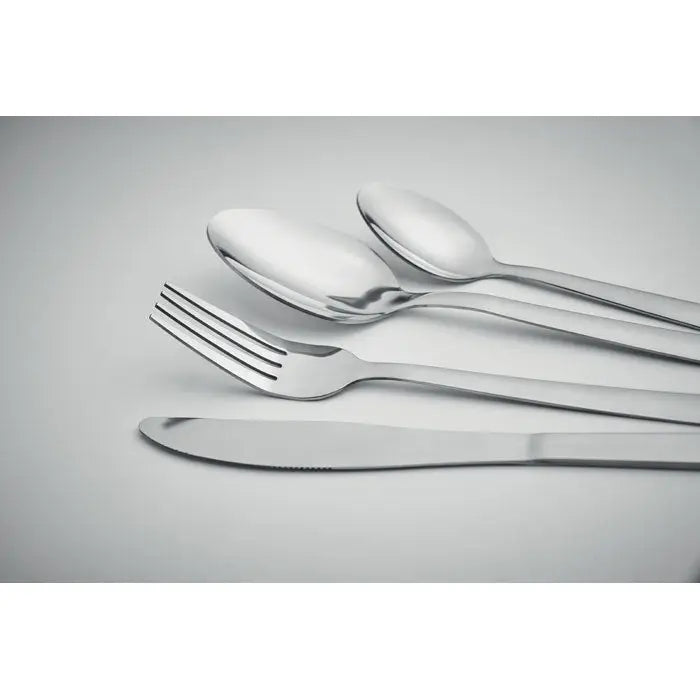 Set de tacamuri din 16 piese din inox lucios, cu design modern, format din cuțit, furculiță și două linguri