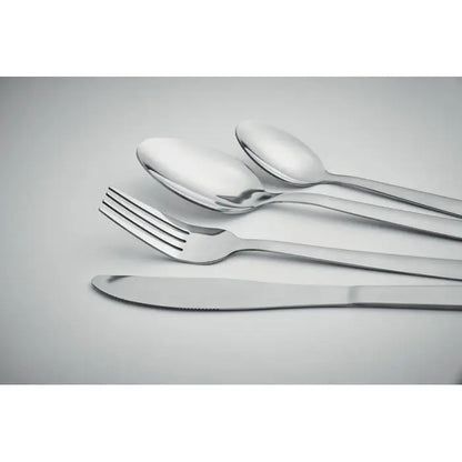 Set de tacamuri din 16 piese din inox lucios, cu design modern, format din cuțit, furculiță și două linguri