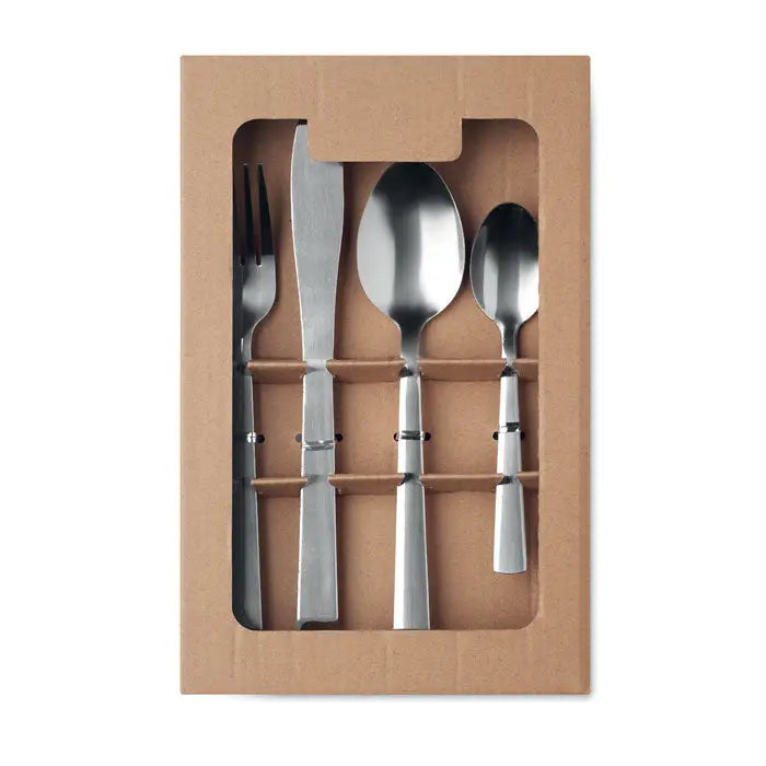 Set de tacamuri din 16 piese din otel inoxidabil cu manere moderne si suprafete reflectorizante lustruite