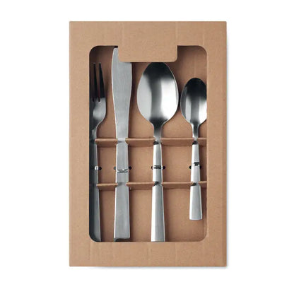 Set de tacamuri din 16 piese din otel inoxidabil cu manere moderne si suprafete reflectorizante lustruite