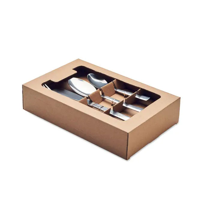 Set de tacamuri din 16 piese din otel inoxidabil prezentate in cutie maro de carton