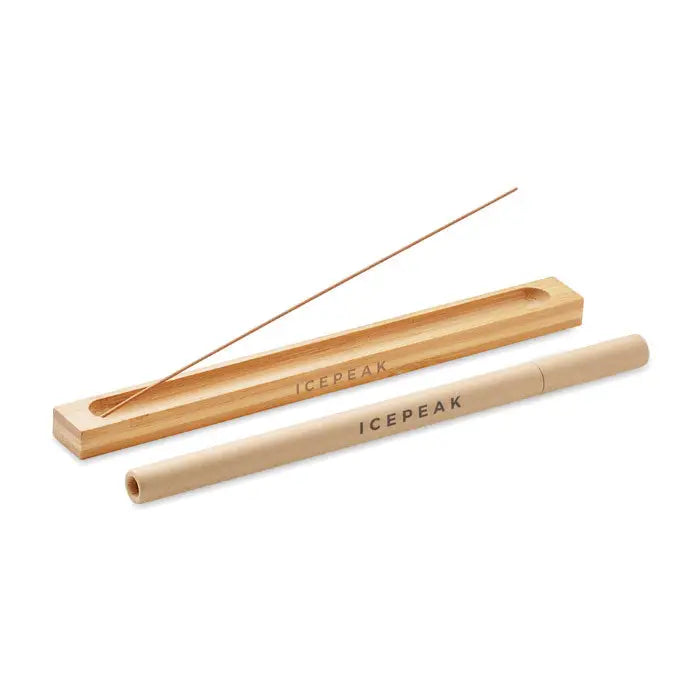 Set de tamaie din bambus cu suport light brown si tub cilindric de depozitare marcate cu icepeak
