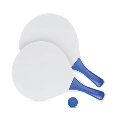 Set de tenis de plaja alb si albastru cu manere texturate pentru joc de paddle tennis