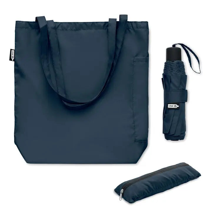 Set de umbrele rpet 21 inch albastru închis cu geantă pliabilă și husă pentru umbrelă compactă
