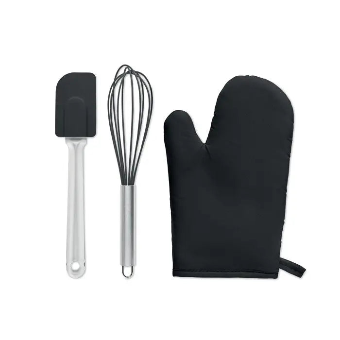 Spatulă neagră din silicon cu mâner transparent din plastic pentru set de ustensile de copt