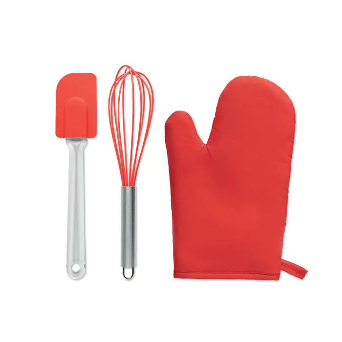 Red silicon spatula cu mâner din plastic transparent pentru set de ustensile de copt