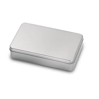 Set de vin în cutie de tablă argintie dreptunghiulară din metal cu design minimalist și neted