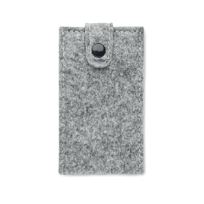 Set manichiura din fetru rpet 6 piese cu husa telefon gri din fetru si inchidere cu nasture negru