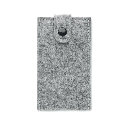 Set manichiura din fetru rpet 6 piese cu husa telefon gri din fetru si inchidere cu nasture negru