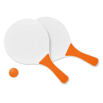 Set mic de tenis de plajă cu palete albe și portocalii și minge asortată pentru joc recreativ