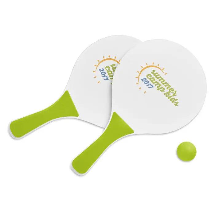 Set mic de tenis de plaja alb și verde lime cu logo summer camp kids 2017 pentru joaca în aer liber