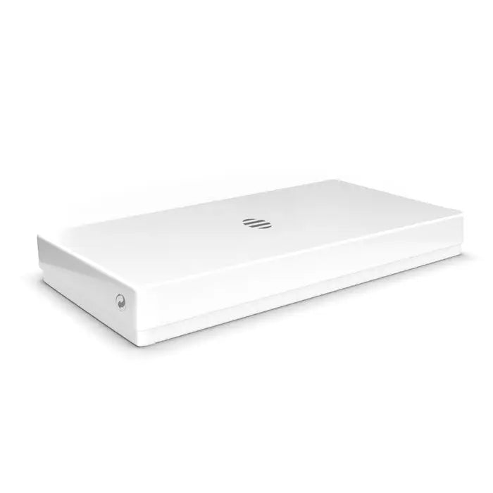 Hard disk extern hp alb dreptunghiular cu finisaj lucios și branding subtil pe suprafața superioară pentru set ornamental taietor de biscuiti