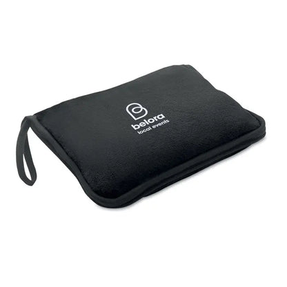 Set patura de calatorie 2 in 1 din plus negru cu logo belota local events alb si maner atasat