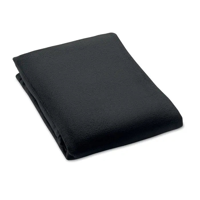 Set patura de calatorie 2 in 1 din fleece negru cu textura moale si plușată pentru confort sporit