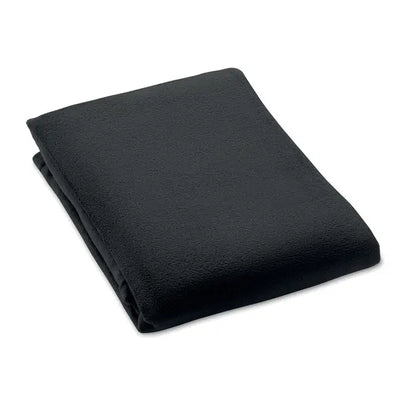 Set patura de calatorie 2 in 1 din fleece negru cu textura moale si plușată pentru confort sporit