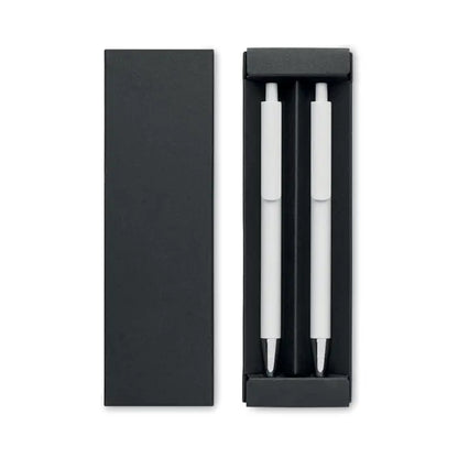 Set pixuri din aluminiu reciclat alb cu varf argintiu in cutie cadou neagra minimalistă