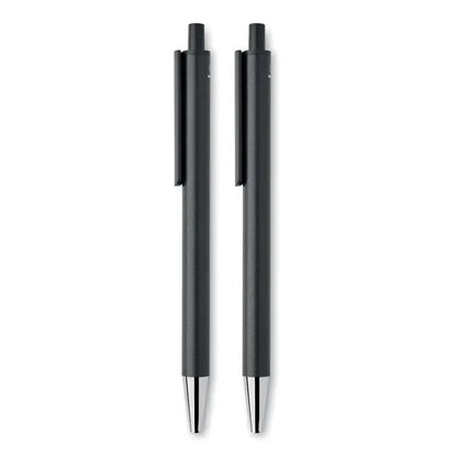 Set pixuri din aluminiu reciclat negre cu varf metalic argintiu si design minimalist pentru scris elegant