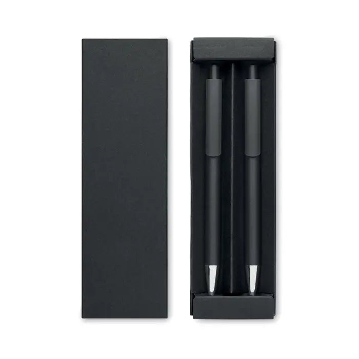 Set pixuri din aluminiu reciclat negru cu varfuri argintii intr-o cutie eleganta neagra