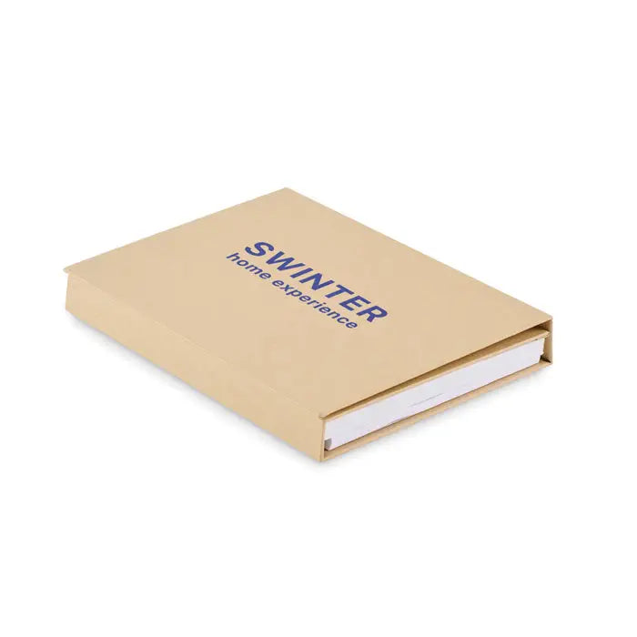 Set stationar cu bloc de note din carton bej cu coperta imprimata albastru swinter home experience