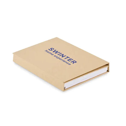 Set stationar cu bloc de note din carton bej cu coperta imprimata albastru swinter home experience