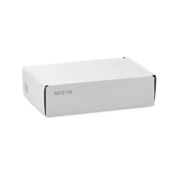 Cutie dreptunghiulara alba din carton cu cod negru mo2116 pentru set sticle si pahare cu perete dublu