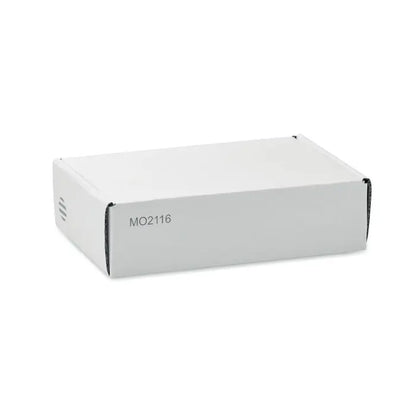 Cutie dreptunghiulara alba din carton cu cod negru mo2116 pentru set sticle si pahare cu perete dublu