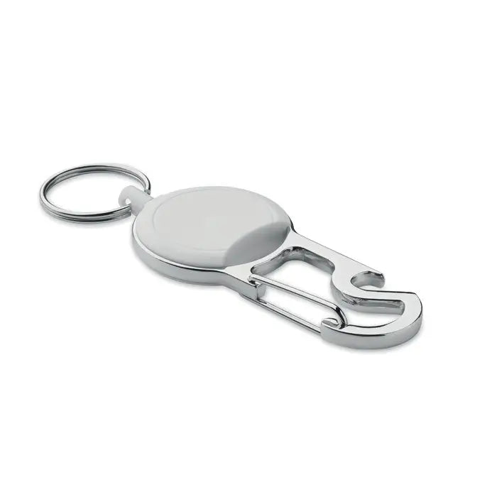Set suport retractabil pentru insigna din metal argintiu cu design retractabil si clips carabiniera integrat