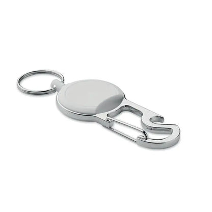 Set suport retractabil pentru insigna din metal argintiu cu design retractabil si clips carabiniera integrat