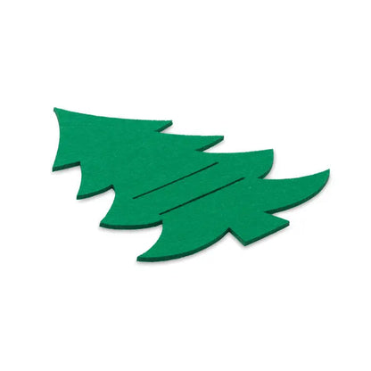Set suport tacamuri din fetru rpet verde model brad de craciun pentru masa festiva