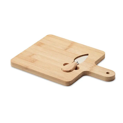 Set tabla de branza din bambus cu cutit integrat cu maner din lemn si lama din otel inoxidabil usoara si naturala