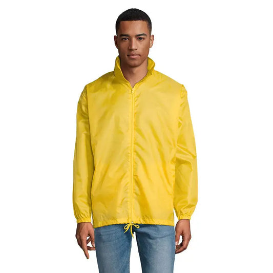 Vântelniță unisex bright yellow shift supravent din nylon ușor cu fermoar integral și tiv ajustabil cu șnur