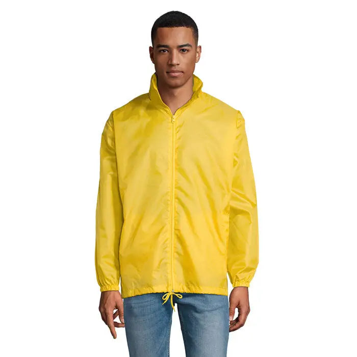 Vesta usoara din nylon galben luminos shift unisex supravent cu fermoar pe toata lungimea si snur jos