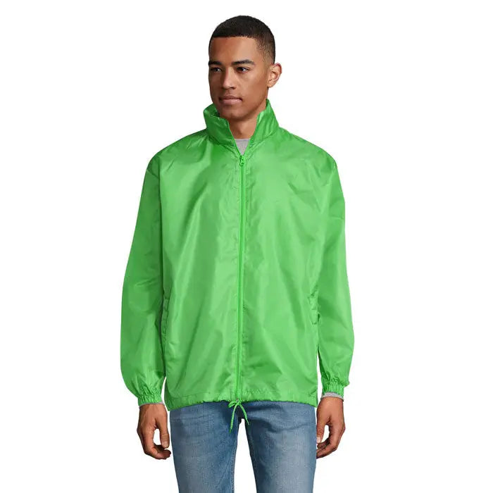 Vesta unisex supravent shift verde aprins din nylon usor cu fermoar integral si manșete elastice