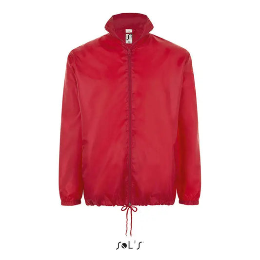 Red nylon windbreaker supravent unisex shift cu fermoar lung complet si tiv cu snur