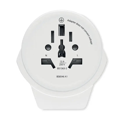 Adaptor de călătorie skross world to europe usb 12w alb, din plastic, cu prize negre și design circular portabil