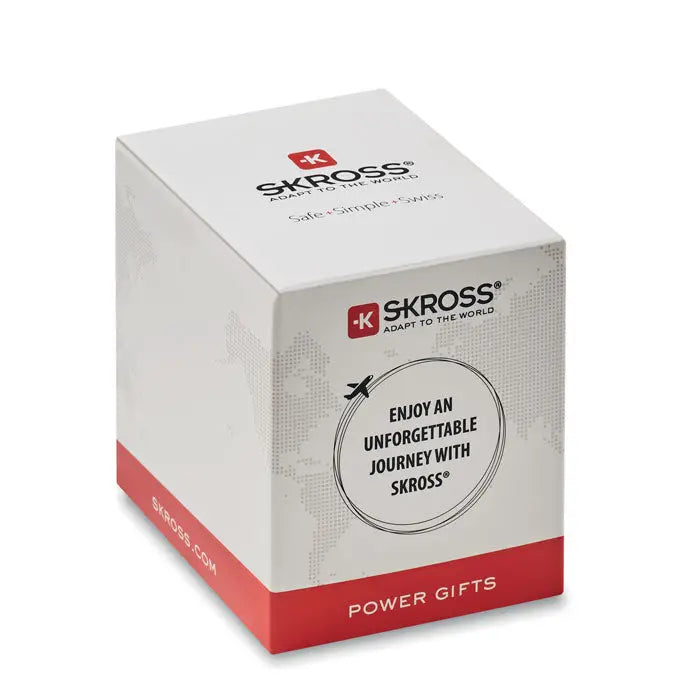 Cutie skross world to europe usb 12w albă și roșie cu model subtil de hartă mondială