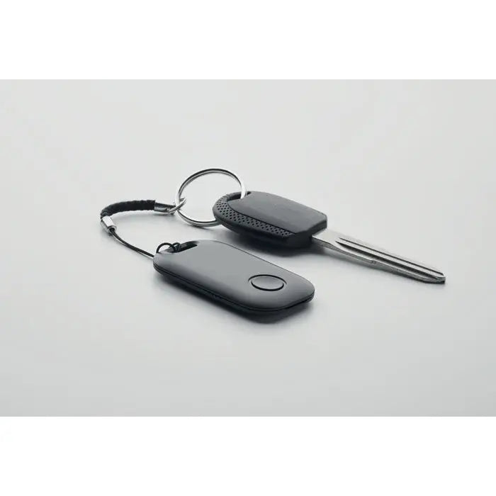 Key fob dreptunghiular negru smart apple find my locator cu buton circular si snur impletit pentru atasare