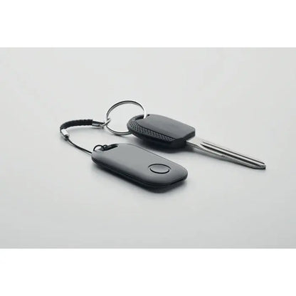 Key fob dreptunghiular negru smart apple find my locator cu buton circular si snur impletit pentru atasare
