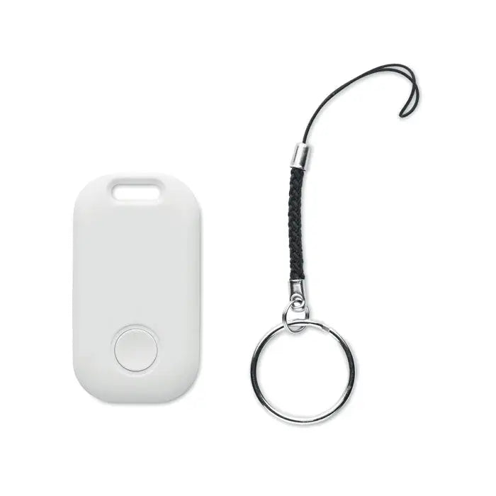 Tracker bluetooth smart apple find my alb dreptunghiular cu buton circular si atasament breloc