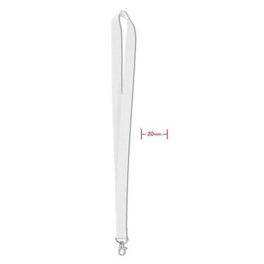 Lanyard alb împletit snur 20 mm cu închizătoare metalică argintie pentru agățare sigură
