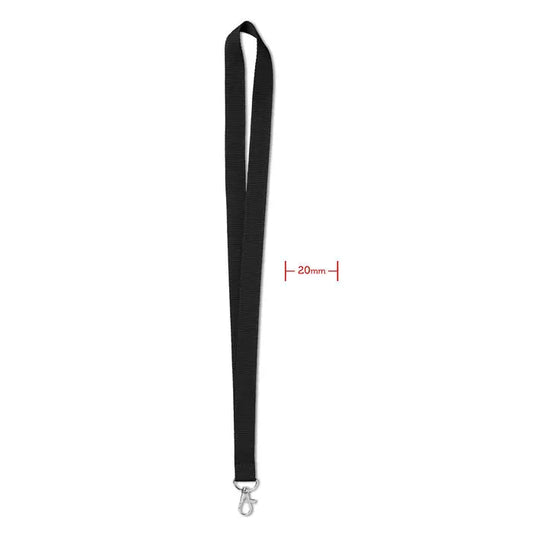 Lanyard negru împletit snur 20 mm cu cârlig metalic argintiu pentru accesorii și identificare