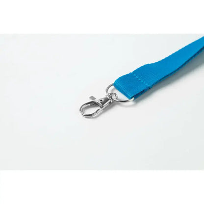 Snur 20 mm lanyard de tesatura albastru deschis cu carlig metalic pivotant argintiu