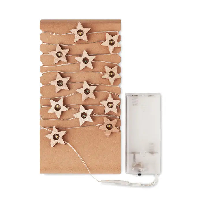 Snur cu 20 de lumini de stele din lemn led cu pachet de baterii transparent pentru decor ambiental