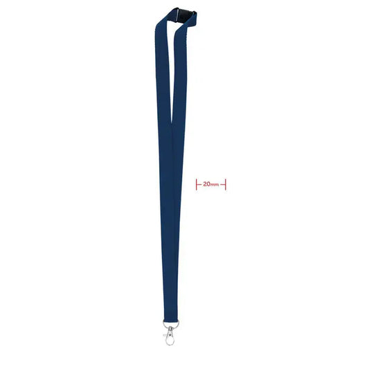 Snur cu carlig metalic 20 mm bleumarin cu clips plastic negru si carlig metalic argintiu pentru carduri si ecusoane
