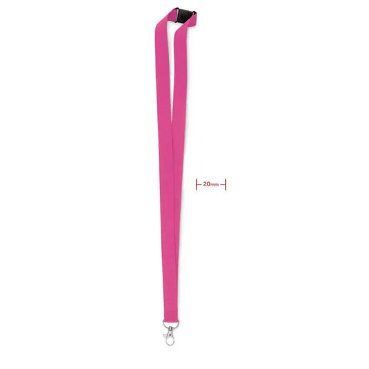Snur cu carlig metalic 20 mm vibrant roz din nylon cu clips negru din plastic si carlig metalic argintiu