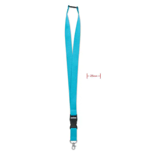 Snur cu carlig metalic 25mm din material textil turcoaz deschis cu catarama neagra din plastic si carlig metalic argintiu