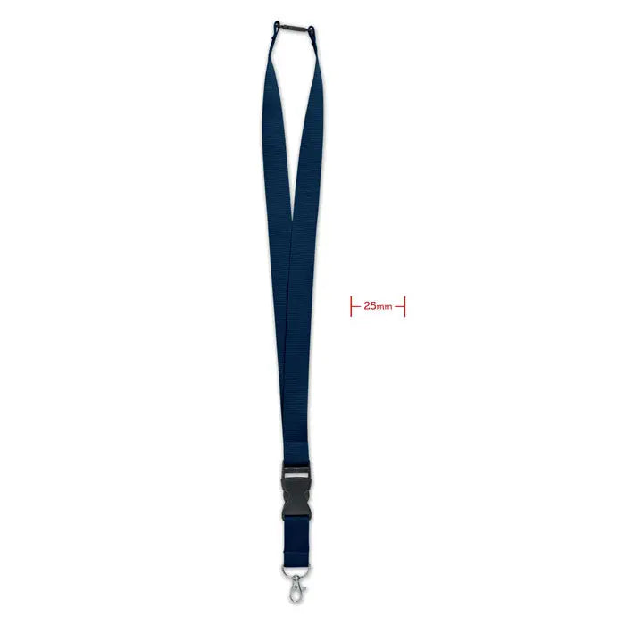 Snur cu carlig metalic 25mm din material impletit albastru inchis cu catarama neagra din plastic si carlig metalic argintiu